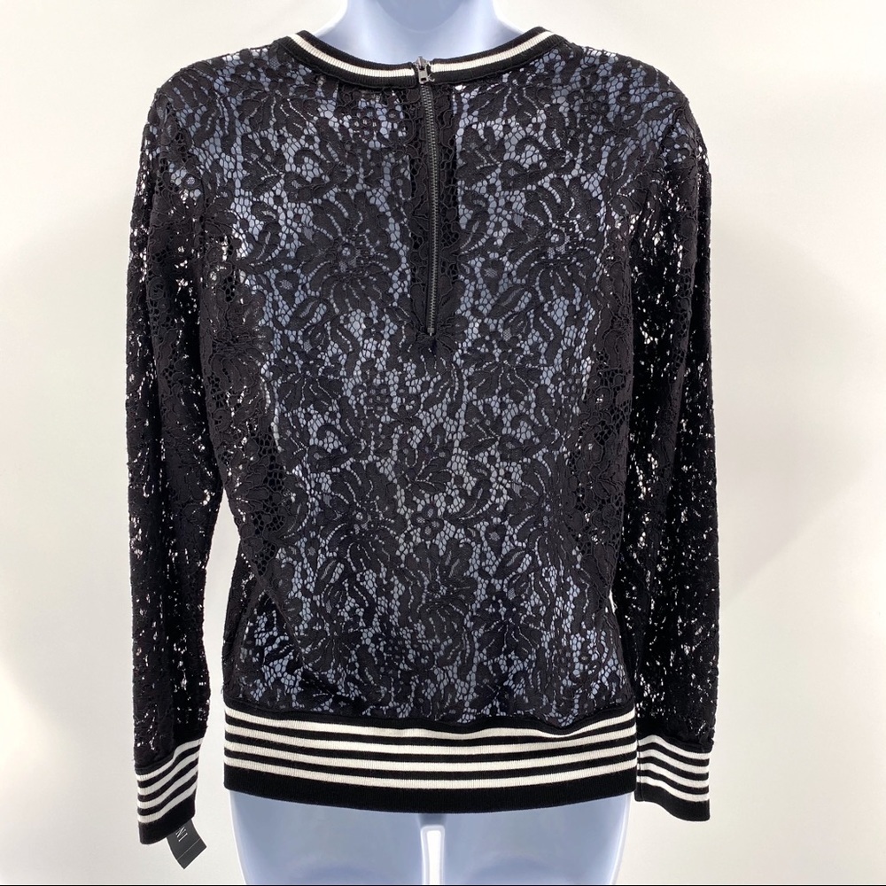 NWT INC Sheer Black Lace Long Sleeve Top Size XS - Picture 4 of 6